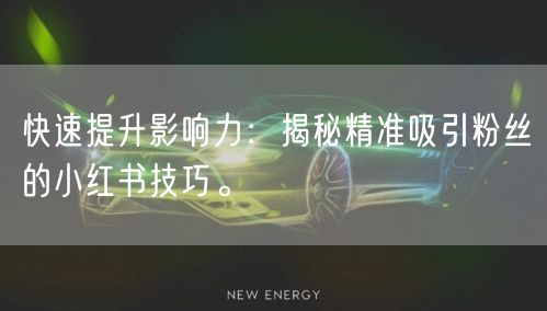 快速提升影响力：揭秘精准吸引粉丝的小红书技巧。